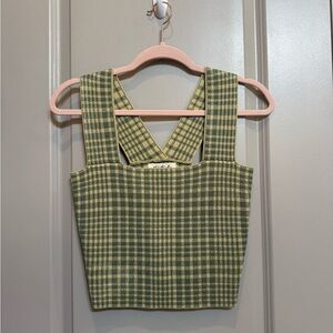 Green Plaid Crop Top